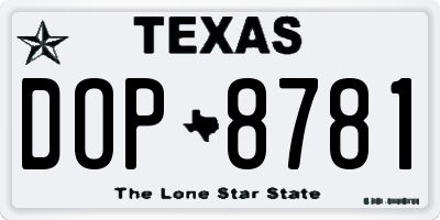 TX license plate DOP8781