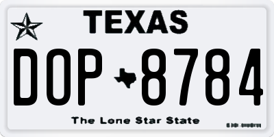 TX license plate DOP8784