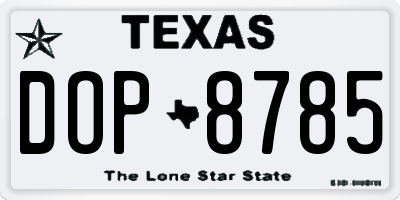 TX license plate DOP8785