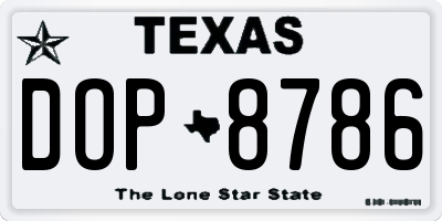 TX license plate DOP8786