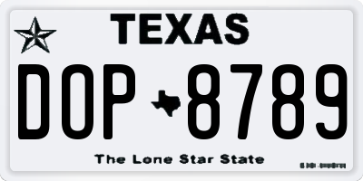 TX license plate DOP8789