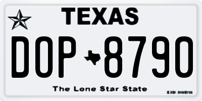 TX license plate DOP8790