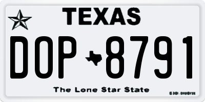 TX license plate DOP8791