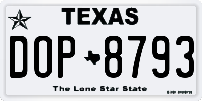TX license plate DOP8793
