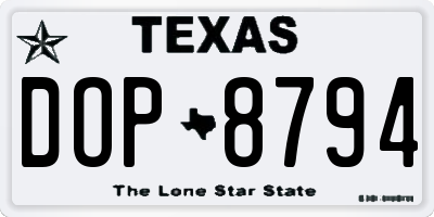 TX license plate DOP8794