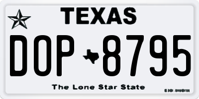 TX license plate DOP8795