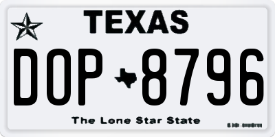 TX license plate DOP8796