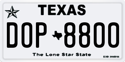 TX license plate DOP8800