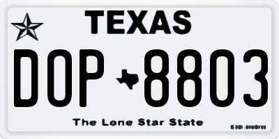 TX license plate DOP8803