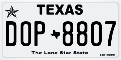 TX license plate DOP8807