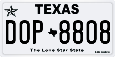 TX license plate DOP8808