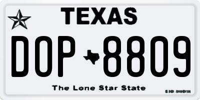 TX license plate DOP8809