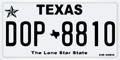 TX license plate DOP8810
