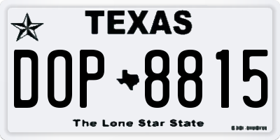 TX license plate DOP8815