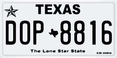 TX license plate DOP8816
