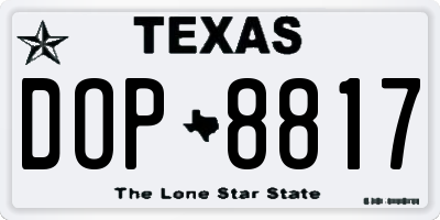 TX license plate DOP8817