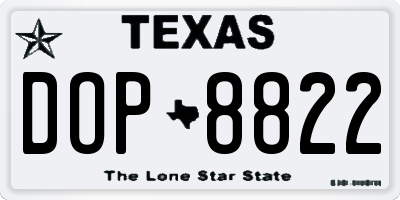 TX license plate DOP8822