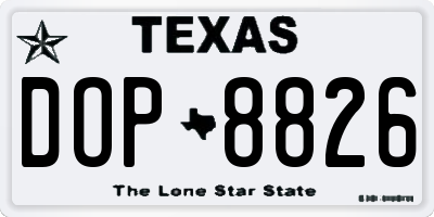 TX license plate DOP8826