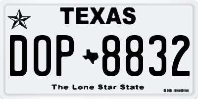 TX license plate DOP8832