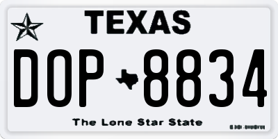 TX license plate DOP8834
