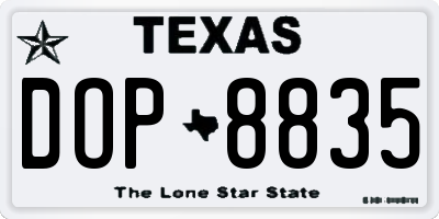 TX license plate DOP8835