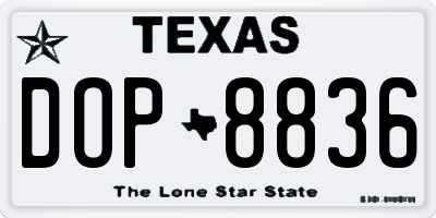 TX license plate DOP8836