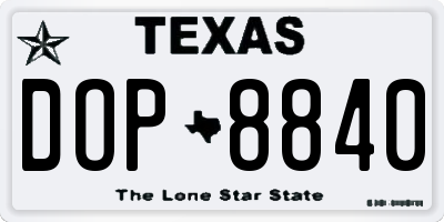 TX license plate DOP8840