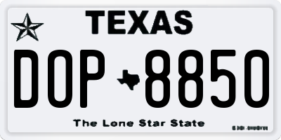 TX license plate DOP8850