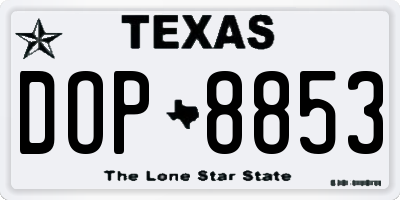 TX license plate DOP8853
