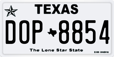 TX license plate DOP8854