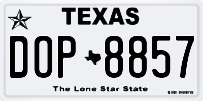 TX license plate DOP8857