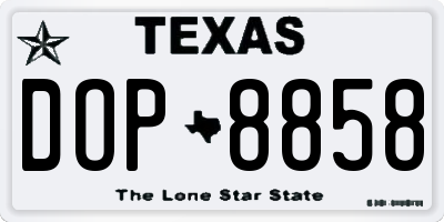 TX license plate DOP8858