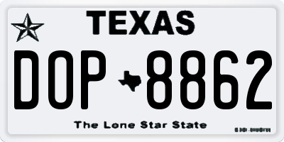 TX license plate DOP8862