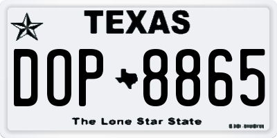 TX license plate DOP8865