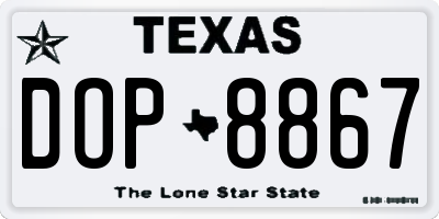 TX license plate DOP8867