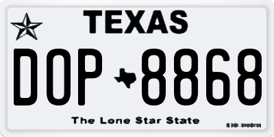 TX license plate DOP8868