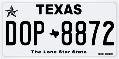 TX license plate DOP8872