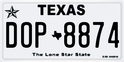 TX license plate DOP8874