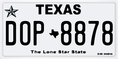 TX license plate DOP8878