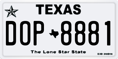 TX license plate DOP8881