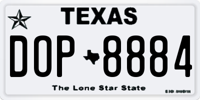TX license plate DOP8884