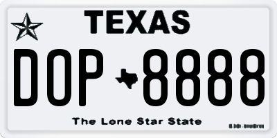 TX license plate DOP8888