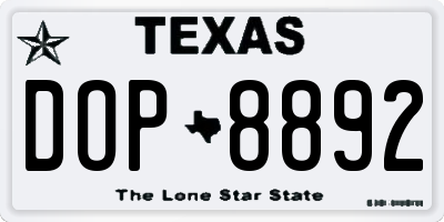 TX license plate DOP8892