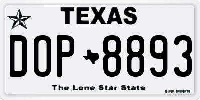 TX license plate DOP8893