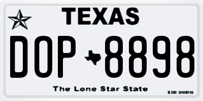 TX license plate DOP8898