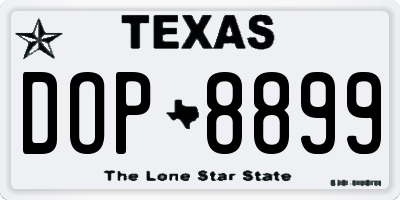 TX license plate DOP8899