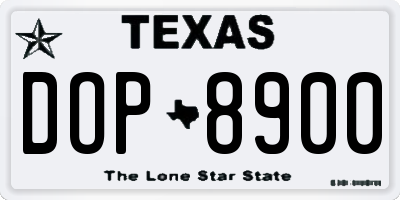TX license plate DOP8900