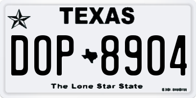 TX license plate DOP8904