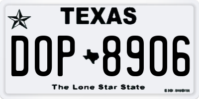 TX license plate DOP8906