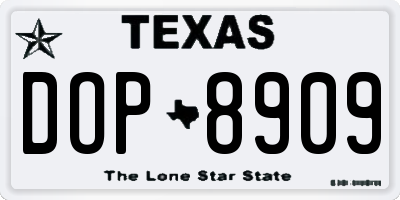 TX license plate DOP8909